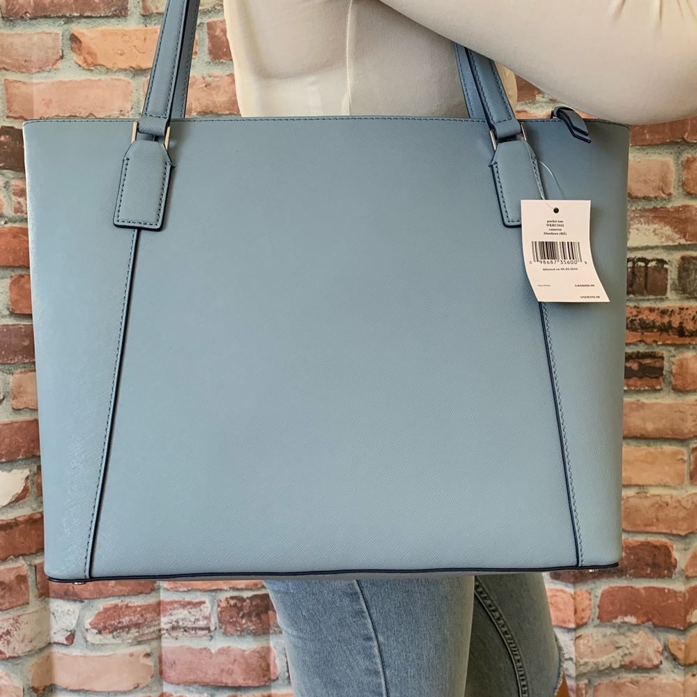 Kate spade LARGE Cameron pocket tote DAWN BLUE BAG - Picture 3 of 8